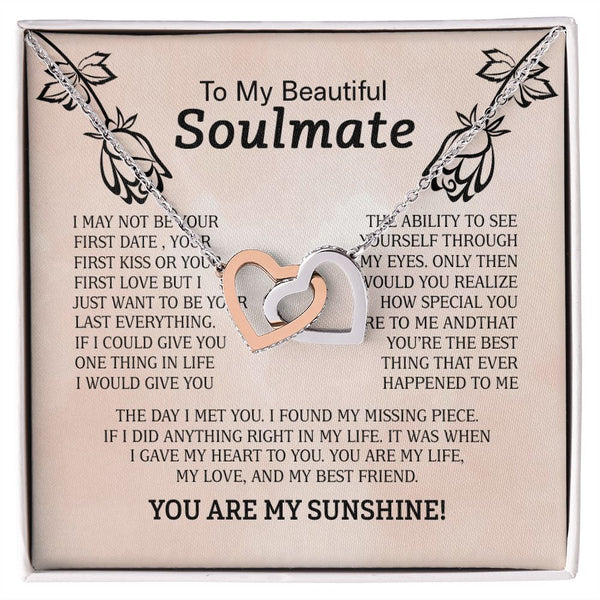 To My Beautiful Soulmate Interlocking Hearts Necklace Gift From Boyfriend or Husband