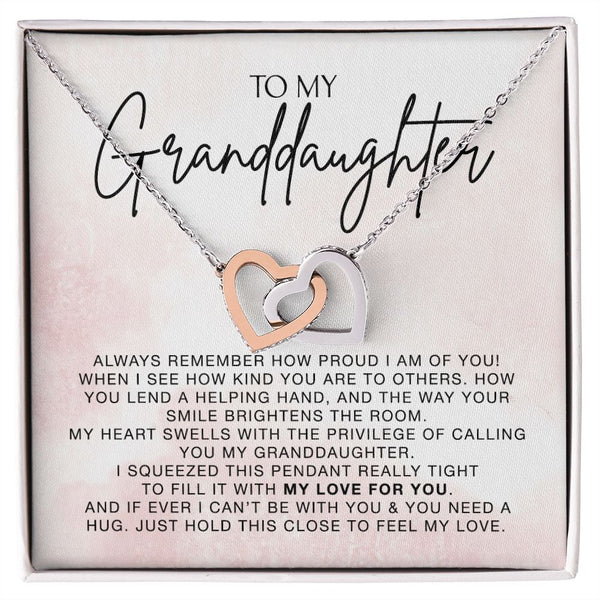 To My Granddaughter Interlocking Hearts Necklace Gift From Grandma Grandmother or Grandpa Grandfather