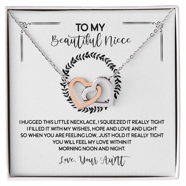 To My Beautiful Niece Interlocking Hearts Necklace Gift From Aunt