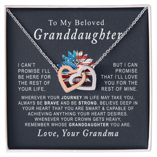 To My Beloved Granddaughter Interlocking Hearts Necklace Gift From Grandma