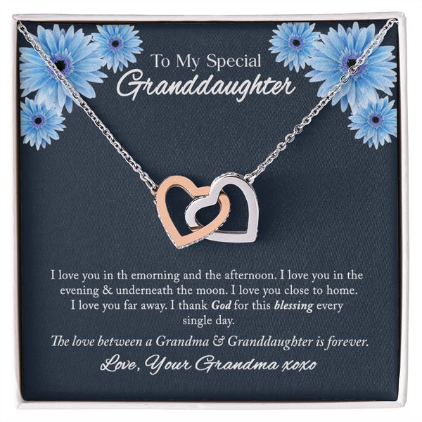 To My Special Granddaughter Interlocking Hearts Necklace Gift From Grandma