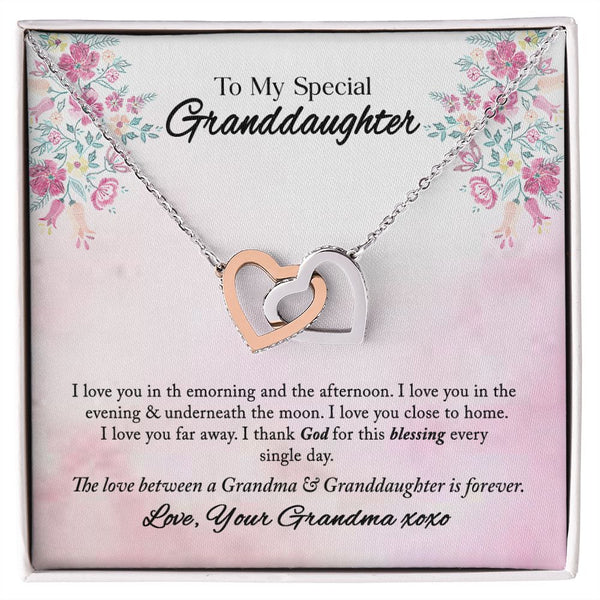 To My Special Granddaughter Interlocking Hearts Necklace Gift From Grandma