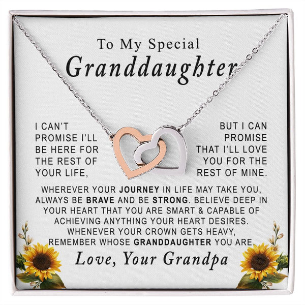To My Special Granddaughter Interlocking Hearts Necklace Gift From Grandpa