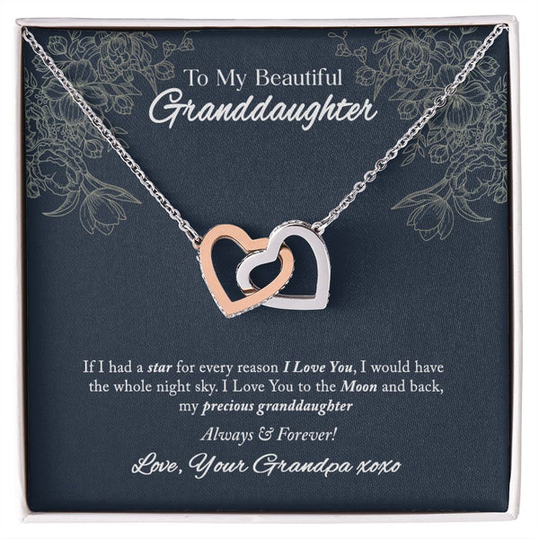To My Beautiful Granddaughter Interlocking Hearts Necklace Gift