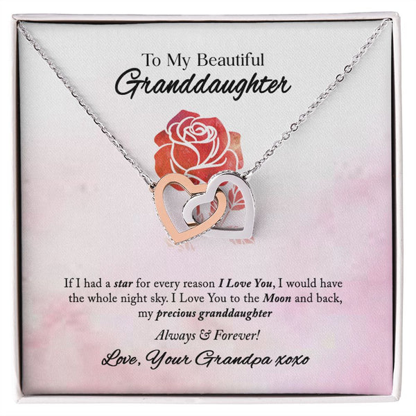 To My Beautiful Granddaughter Interlocking Hearts Necklace Gift From Grandpa