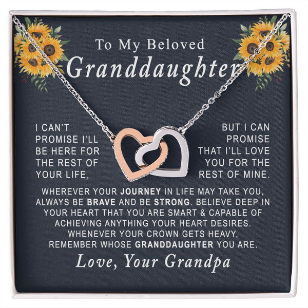 To My Beloved Granddaughter Interlocking Hearts Necklace Gift From Grandpa