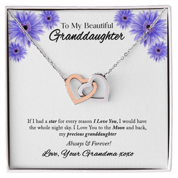 To My Beautiful Granddaughter Interlocking Hearts Necklace Gift From Grandma