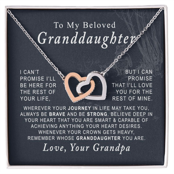 To My Beloved Granddaughter Interlocking Hearts Necklace Gift From Grandpa