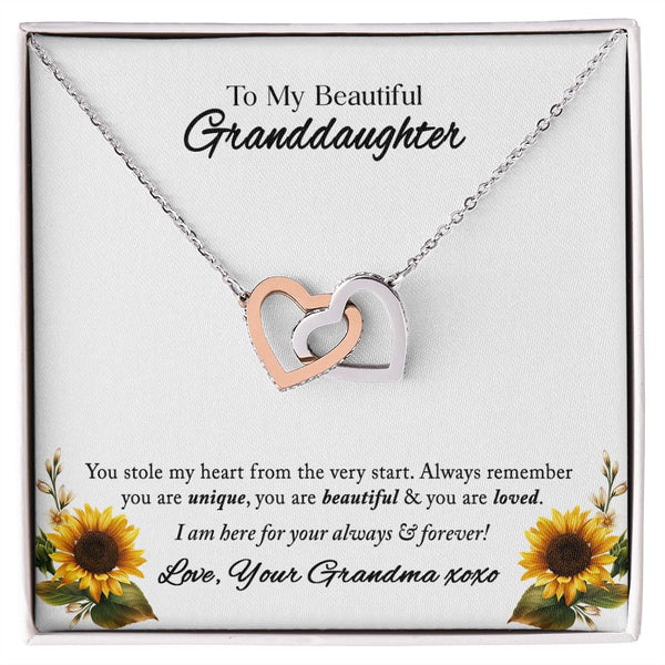 To My Beautiful Granddaughter Interlocking Hearts Necklace Gift From Grandma