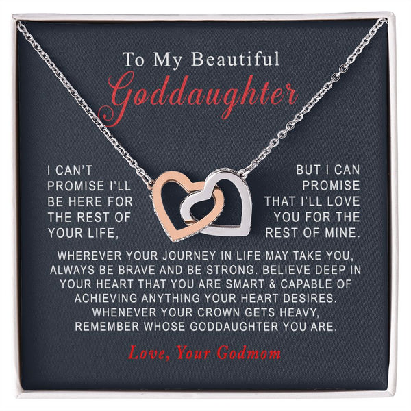 To My Beautiful Goddaughter Christmas Interlocking Hearts Necklace Gift From Godmother