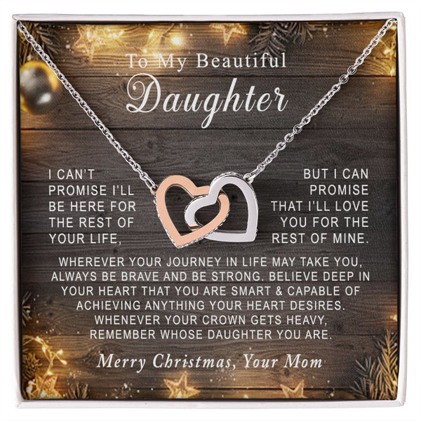 To My Beautiful Daughter Christmas Interlocking Hearts Necklace Gift From Mom