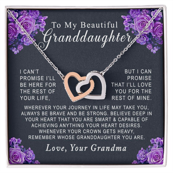 To My Beautiful Granddaughter Interlocking Hearts Necklace Gift From Grandmother