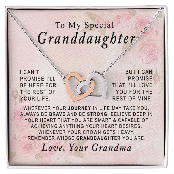 To My Special Granddaughter Interlocking Hearts Necklace Gift From Grandma