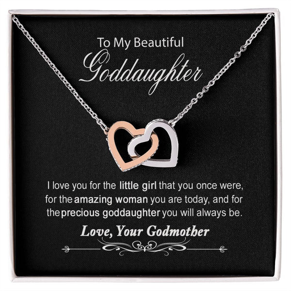 To My Beautiful Goddaughter Interlocking Hearts Necklace Gift From Godmother