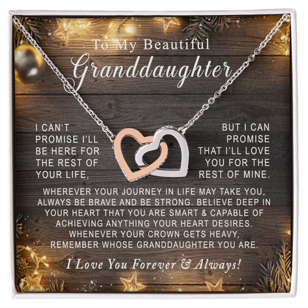 To My Beautiful Granddaughter Christmas Interlocking Hearts Necklace Gift From Grandpa or Grandma