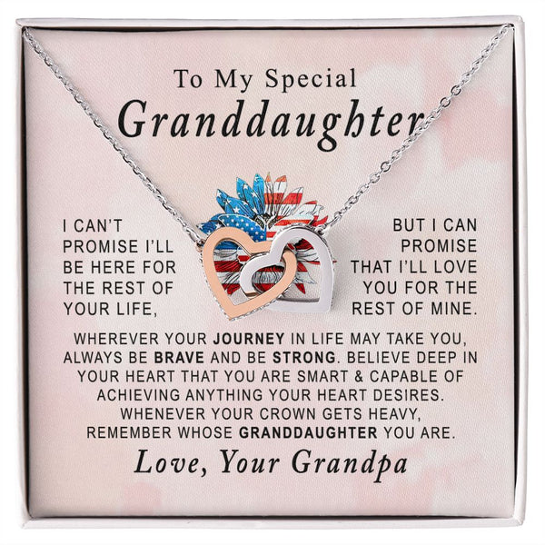 To My Special Granddaughter Interlocking Hearts Necklace Gift From Grandpa