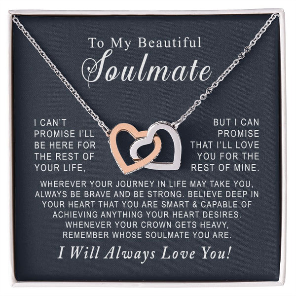 To My Beautiful Soulmate Interlocking Hearts Necklace Gift From Husband or Boyfriend