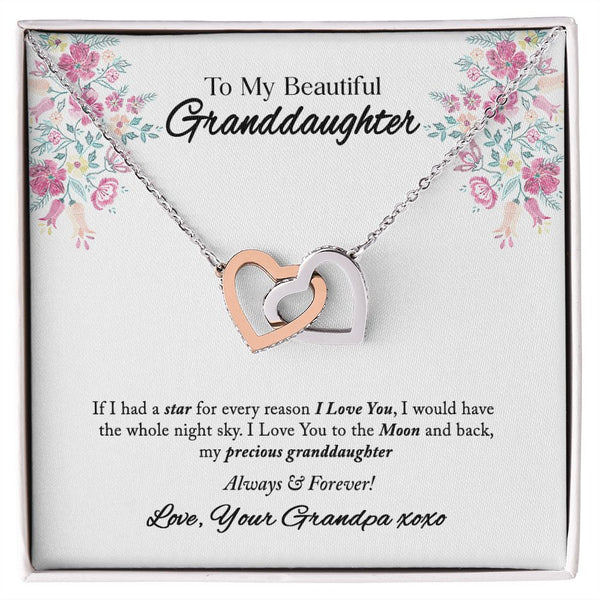 To My Beautiful Granddaughter Interlocking Hearts Necklace Gift From Grandpa
