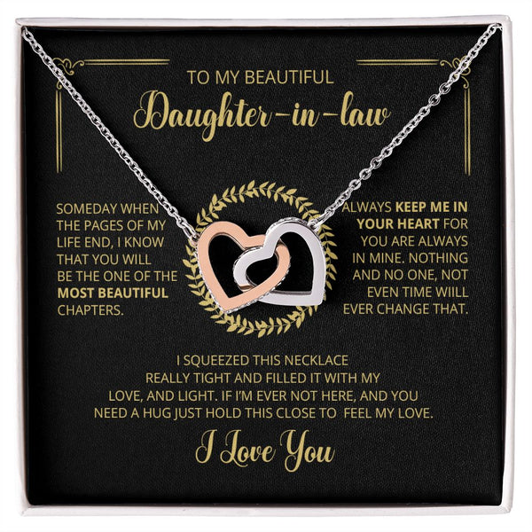 To My Beautiful Daughter-in-law Interlocking Hearts Necklace Gift From Mother-in-law or Father-in-law
