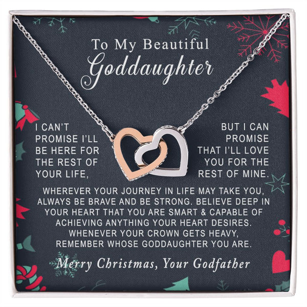 To My Beautiful Goddaughter Merry Christmas Interlocking Hearts Necklace Gift From Godfather