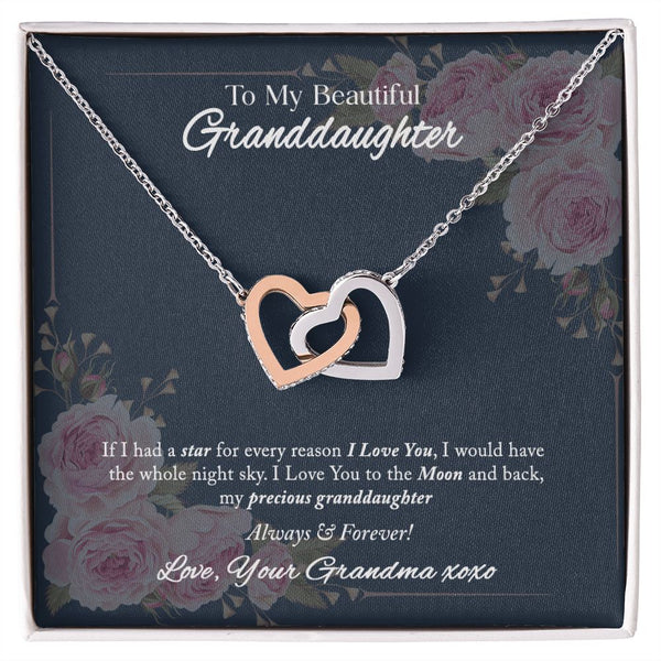 To My Beautiful Granddaughter Interlocking Hearts Necklace Gift From Grandma
