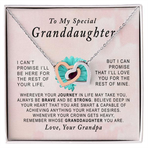To My Special Granddaughter Interlocking Hearts Necklace Gift From Grandpa