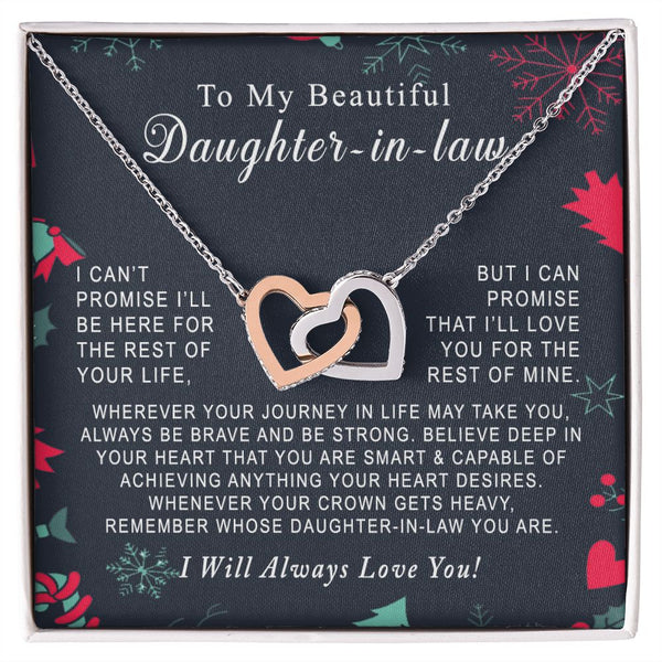 To My Beautiful Daughter-in-law Christmas Interlocking Hearts Necklace Gift From Mother-in-law or Father-in-law