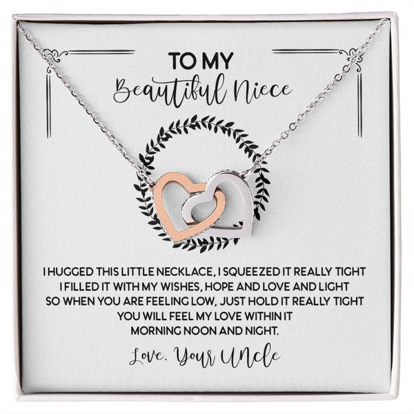 To My Beautiful Niece Interlocking Hearts Necklace Gift From Uncle