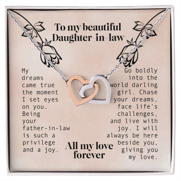 To My Beautiful Daughter-in-law Interlocking Hearts Necklace Gift From Father-in-law or Mother-in-law