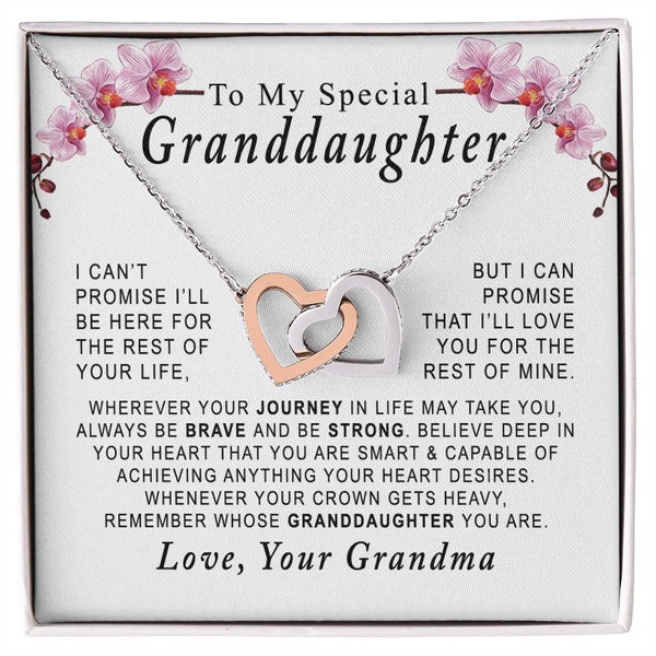 To My Special Granddaughter Interlocking Hearts Necklace Gift From Grandma