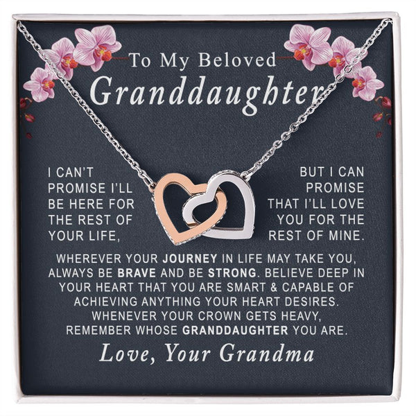 To My Beloved Granddaughter Interlocking Hearts Necklace Gift From Grandma