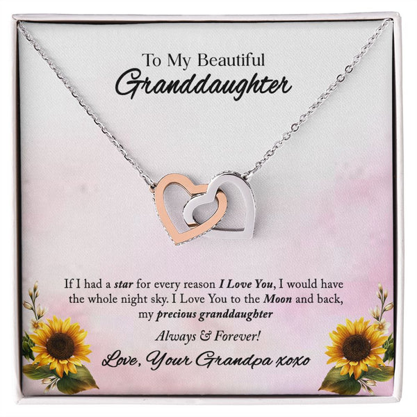 To My Beautiful Granddaughter Interlocking Hearts Necklace Gift From Grandpa