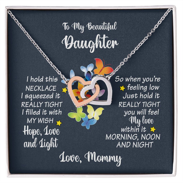 To My Beautiful Daughter Interlocking Hearts Necklace Gift From Mommy