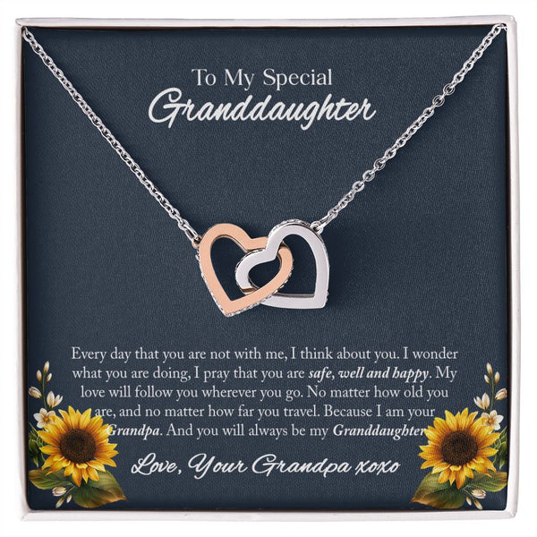To My Granddaughter Interlocking Hearts Necklace Gift From Grandpa