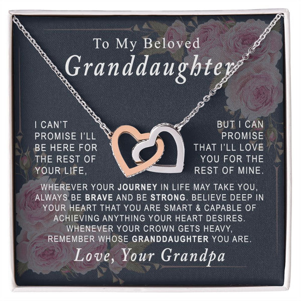 To My Beloved Granddaughter Interlocking Hearts Necklace Gift From Grandpa