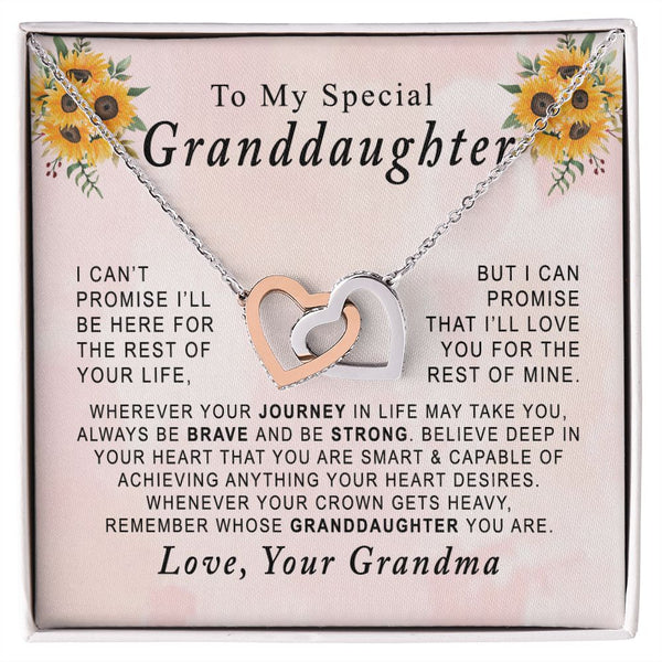 To My Special Granddaughter Interlocking Hearts Necklace Gift From Grandma