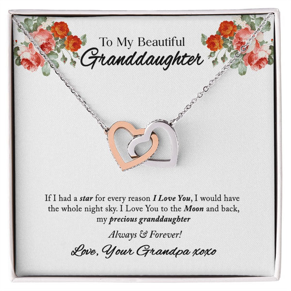 To My Beautiful Granddaughter Interlocking Hearts Necklace Gift From Grandpa