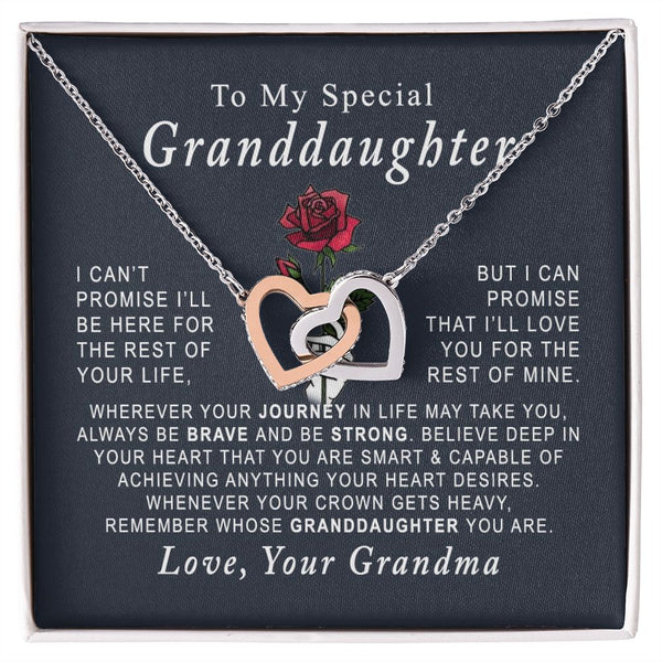 To My Special Granddaughter Interlocking Hearts Necklace Gift From Grandma