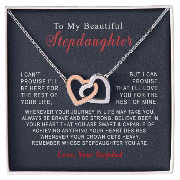 To My Beautiful Stepdaughter Christmas Interlocking Hearts Necklace Gift From Stepfather