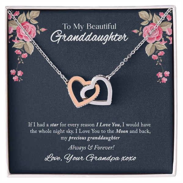 To My Beautiful Granddaughter Interlocking Hearts Necklace Gift From Grandpa