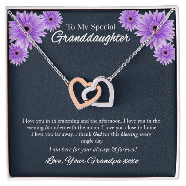 To My Special Granddaughter Interlocking Hearts Necklace Gift From Grandpa