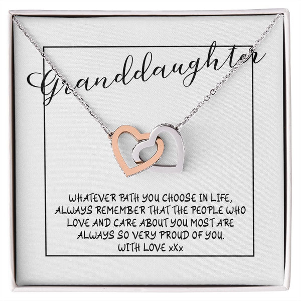 To My Granddaughter Interlocking Hearts Necklace Gift From Grandpa or Grandma
