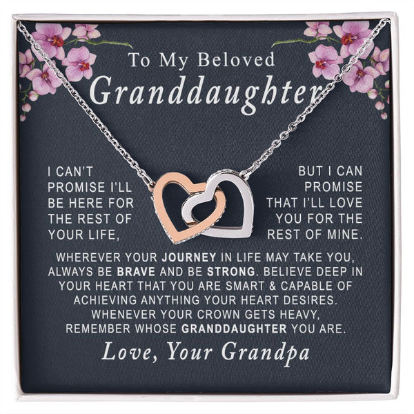To My Beloved Granddaughter Interlocking Hearts Necklace Gift From Grandpa