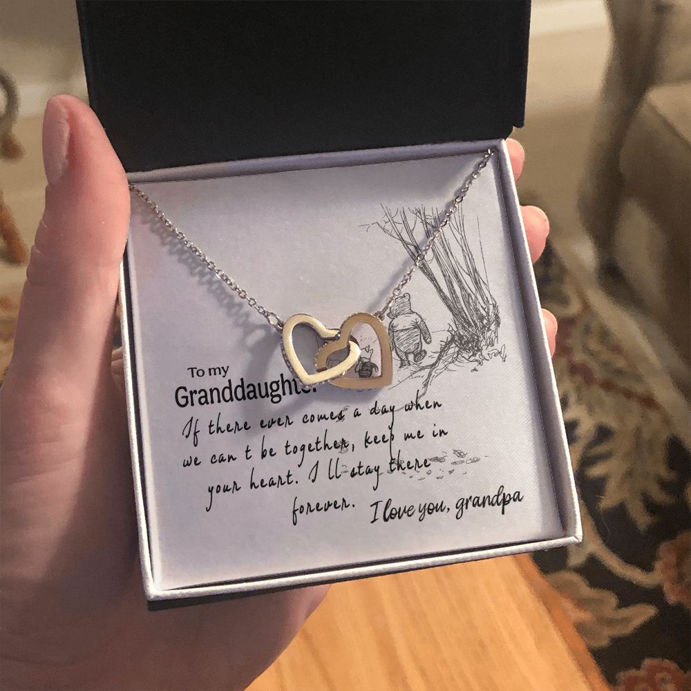 To My Granddaughter Interlocking Hearts Necklace Gift From Grandpa