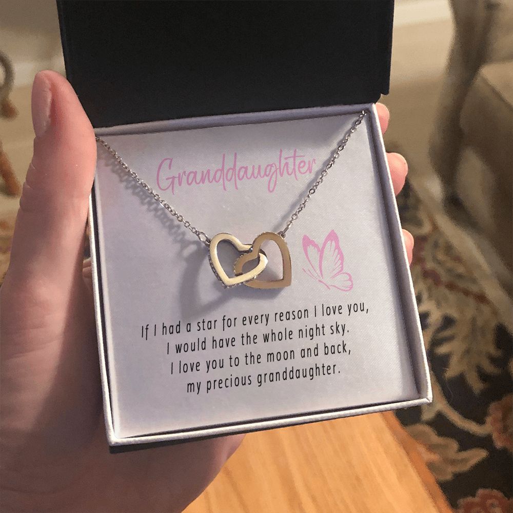 To My Beautiful Granddaughter Interlocking Hearts Necklace Gift From Grandpa or Grandma