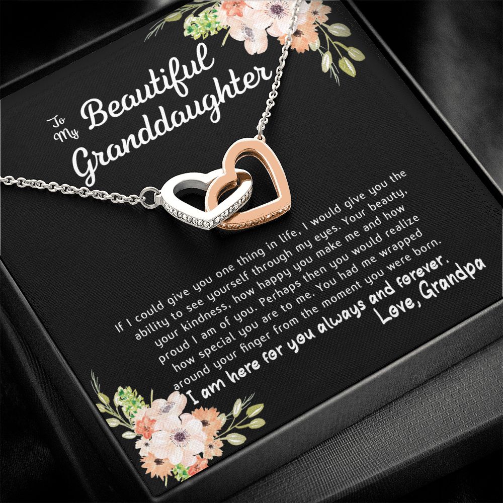 To My Beautiful Granddaughter Interlocking Hearts Necklace Gift From Grandpa