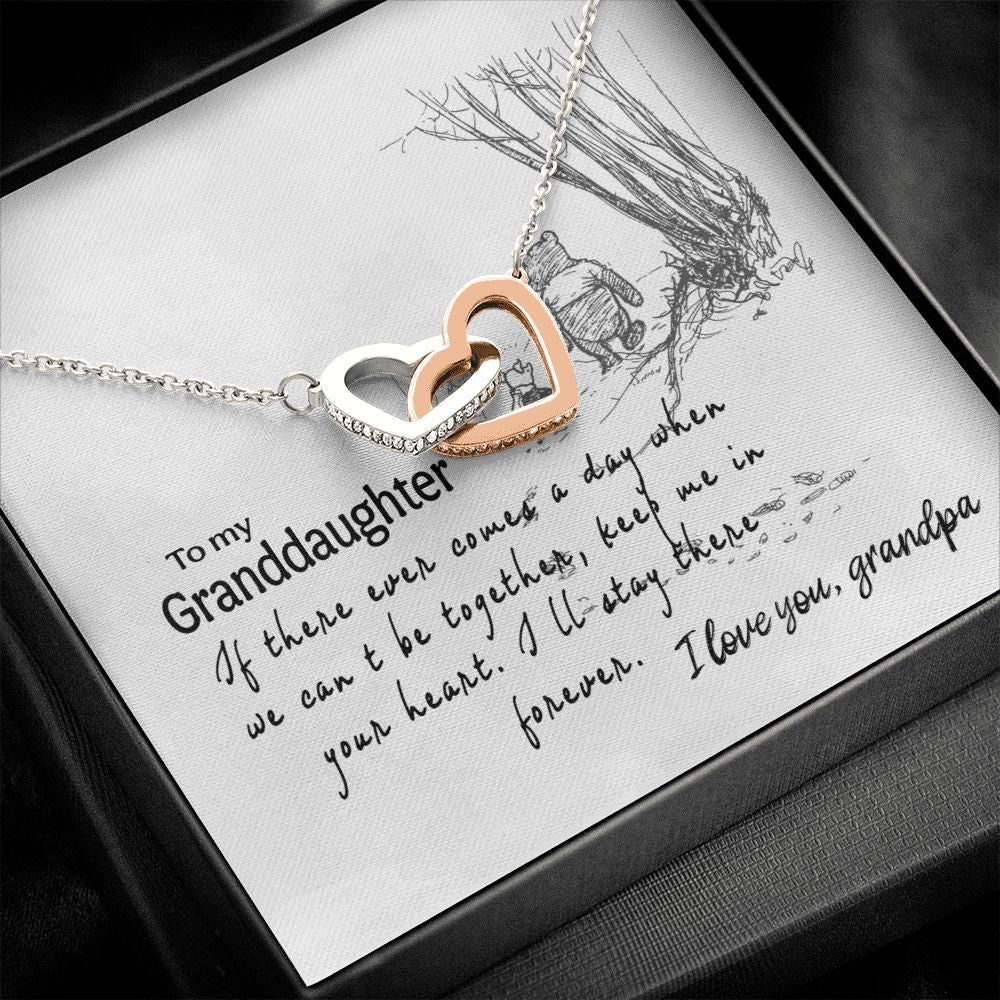 To My Granddaughter Interlocking Hearts Necklace Gift From Grandpa