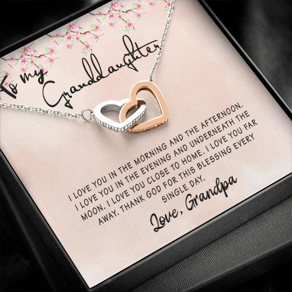 To My Granddaughter Interlocking Hearts Necklace Gift From Grandpa