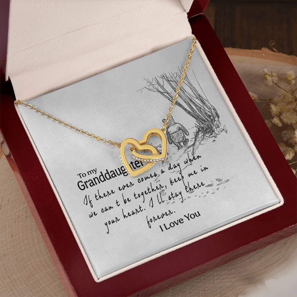 To My Granddaughter Interlocking Hearts Necklace Gift From Grandma or Grandpa