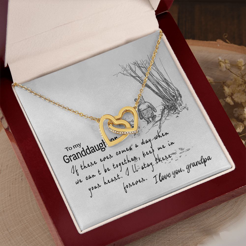 To My Granddaughter Interlocking Hearts Necklace Gift From Grandpa